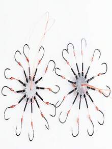 4pcs Flip-Up 12-Prong Fishing Hooks, Anti-Tangle Bait Exploding Hooks, Fishing Rod Rigging Hooks, Fishing Tackle Tools - Black and White - View 4