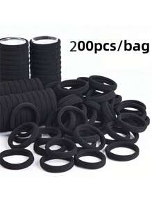 300/200/100/50/20 pièces de unicolore élastiques à cheveux, faciles et élégants : élastique noir, convenant à la mode quotidienne. Spécialement conçus pour tous les types de cheveux, offrant un effet de fixation confortable et antidérapant. Que ce soit pour une queue de cheval, un chignon ou une tresse. Ajoutez une touche d'élégance à vos découvertes quotidiennes, la simplicité ne se démode jamais.