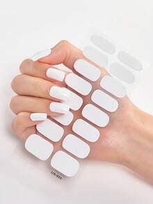 16pcs/Pack Solid Color Nail Stickers, Full Cover Nail Art Decorations