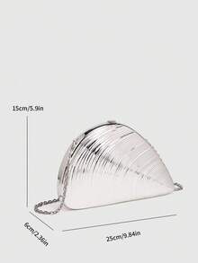 Vintage Gold Metal Seashell Acrylic Clutch Bag, New Design Party/Event/ Occasion Handbag For Women, Asymmetrical Geometric Shape Evening Bag - Silver - View 2