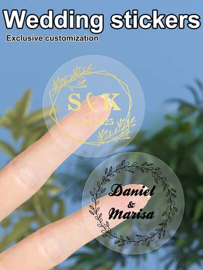 30-480pcs Customizable Removable Waterproof Transparent Stickers Set, Can Customize Wedding Date/Name/Company LOGO, Vinyl Material + Groom Proposal Box/Bridesmaid Favor/Bachelor Party Decor 3-In-1, Business Card Stickers+Bottle Labels 3 Scenarios, Easter Egg Sticker/Graduation Season Souvenir/Birthday Party Decoration Stickers,School Supplies,Back To School