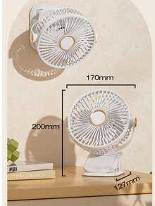 800mAh 大电池容量，超长续航，USB 充电桌面迷你夹式风扇，带灯，适合家庭和办公室使用 - 白色 - 查看 6