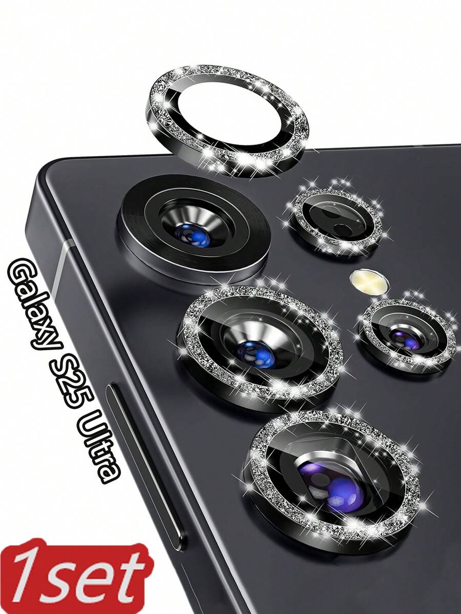 Miếng dán bảo vệ ống kính camera Galaxy S25 Ultra, bóng bẩy, kính cường lực AR+AF, chống trầy xước 9H, vỏ kim loại đơn cho một ống kính, phụ kiện camera trong suốt độ nét cao - Màu sắc nổi bật - màu đen - Xem 1
