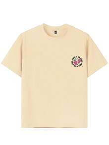 1 件女童水果印花短袖 T 恤，学生/青少年舒适时尚夏季上衣，非常适合女孩出去玩 - 杏色 - 查看 6