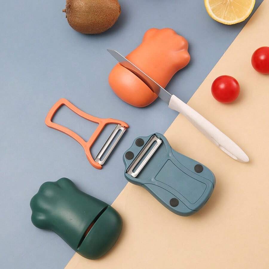 Kitchen Whetstone With Paring Knife 2-In-1 Kitchen Gadget Cat Claw Knife Sharpener Home Peeler Has A Non-Slip Bottom - Multicolor - View 1