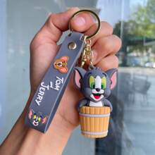 TOM AND JERRY. 2024 Popular Nova Série de Filmes de Animação Chaveiro Bonito Modelo de Ação Pingente Carro Pingente Decoração Presente Presentes de Inverno para Mulheres