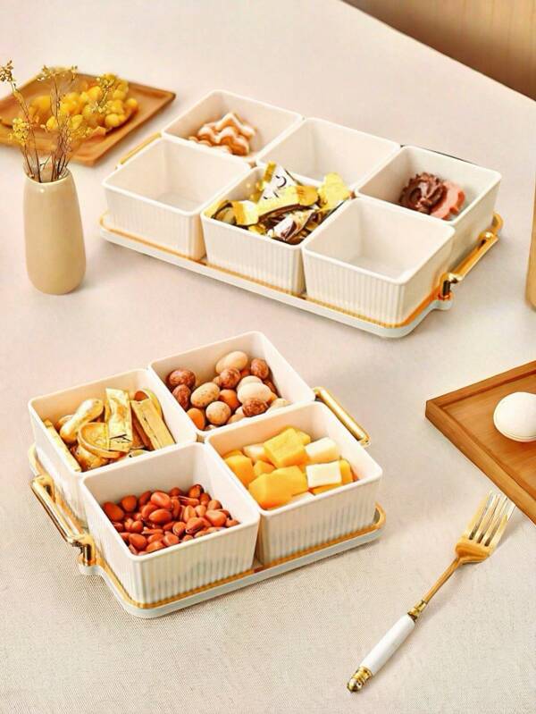 1 set de boîte de rangement avec doubles poignées, plateau, utilisé pour ranger les collations, les biscuits, les bonbons