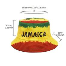 1pc Unisex Jamaican Art Style Reversible Bucket Hat, Clover Print Bucket Hat, Ideal St. Patrick's Day Sun Protection, Casual Outdoor Holiday Sunhat, Great Gift - A - View 2