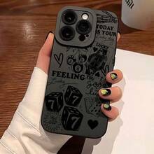 Funda de teléfono con diseño de dados y letras, funda protectora anticaídas, funda protectora total a prueba de golpes para 12 - Negro - Ver 1