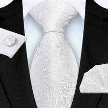 3pcs/Set 8cm Paisley Pattern Necktie, Pocket Square, Cufflinks Men's Tie Set, High Quality Classic Fashion Business Casual Tie Set, Men Wedding/Party/Christmas Gift
