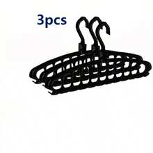 3pcs Foldable Clothes Hanger Rack, Multi-Functional Storage Hanger, Space Saving, High Load Bearing, 360° Rotatable Clothes Drying Rack, Home Wardrobe Garment Storage Organizer - Black - View 8