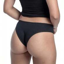 Plain Cotton Panties - 黑色 - 查看 4