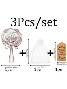 18pcs/Set Bridal Shower Favors Rose Design Mirrors, 6Pcs Plastic Compact Mirrors 6Pcs Thank You Cards With 6Pcs Organza Bags, Wedding Party Gifts Bridesmaid Gifts For Guests Bridal Party Supplies Birthday Graduation Birthday Decorations Party Decorations Bachelorette - Gold - View 10