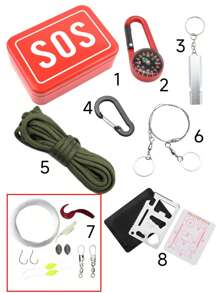 6/8/10pcs Outdoor Survival Tool Kit, Full Set Of Wilderness Survival Gear, SOS Box Survival Kit Emergency Pack