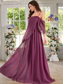 Chiffon Minimalist Sexy Ruched Bodycon Party & Wedding Dress,Bridesmaid Dress - Purple - View 4