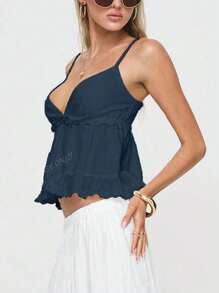 Women's Boho Linen Casual Sexy Camisole Top, Suitable For Music Festival Concert Coachella Party, Hot Girl Spring Summer Daily Wear, Rave