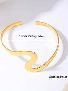 1pc Gold Smooth Simple Fashion Snake Armband - Yellow Gold - View 3