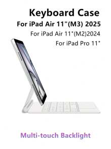 Keyboard Case Compatible With Ipad Air 11 / 13 Inch M3 2025 A16 11th 10th Generation Magic Keyboards Cover Compatible With Ipad Pro 11"/12.9 In / 13" M4/M2 6th 5th 4th 10.9 3rd 2nd Smart Folio Wireless Multi-Touch Backlight Magnetic White English