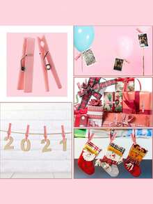 100pcs - 3.5cm Mini Size - Baby Shower Clothespins Pink Mini Clothespins 1.4 Inch (Approx 3.6cm) For Party Decorations, Gender Reveal Parties, Photo Clips (Pink) - Pink - View 9