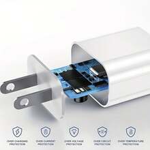 1-2 piezas Adaptador de pared de carga rápida PD de 20W compatible con iPhone 17 Pro Max/17 Pro/17 Air/17/16/15/14/13/12/11/XS/XR/8/7/6, iPad, S25/S24/S23/S22/S21/S20, Series - Tipo de Enchufe A USA (110-127V) - Ver 6