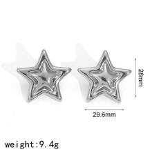 时尚欧美风格不锈钢星形耳钉，光滑五角星耳饰，适合女士 - 星星 - 查看 13