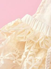 Easisim Newborn Baby Girl Outfit One Piece Lace Backless Tutu Bodysuit Romper Clothes - Màu be - Xem 3