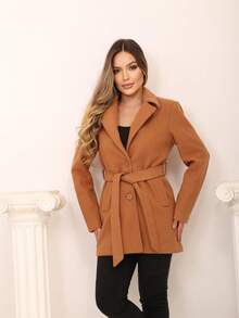 OVERALL PARKA COAT IN WOOL STYLISH COMFORTABLE SUPER WARM PREMIUM PIECE MODERN CASUAL TOP - Camel - Ver 1