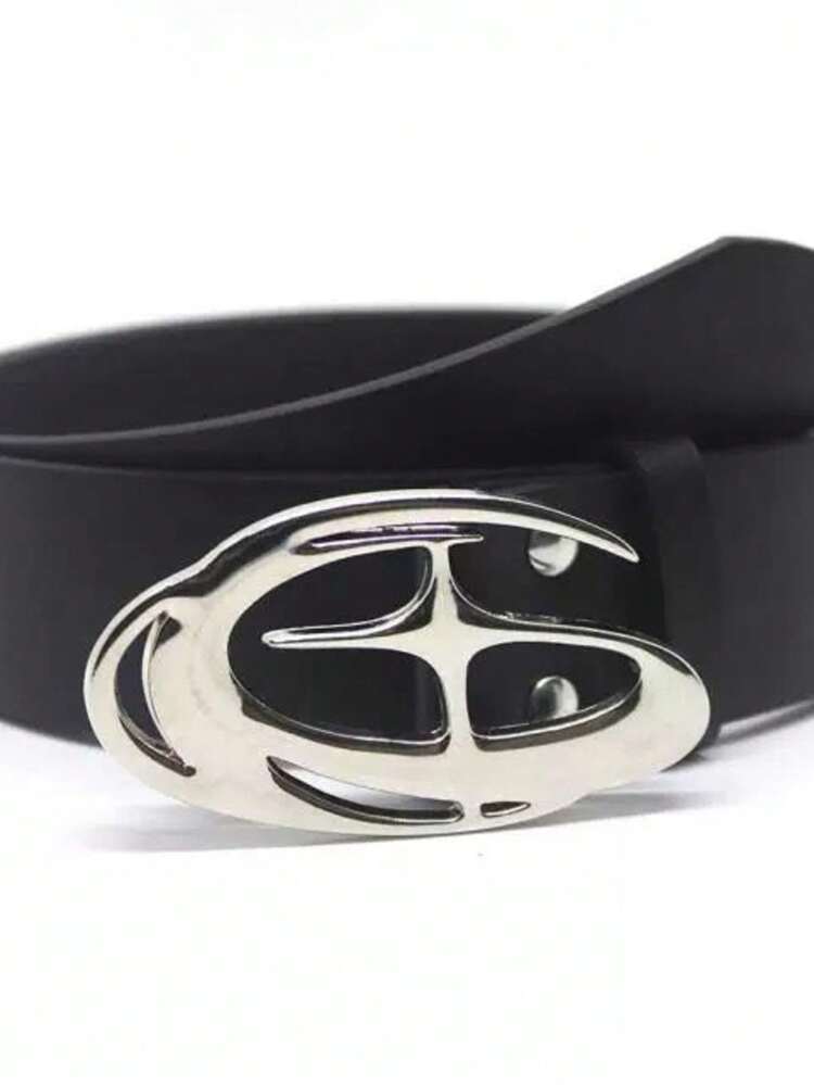 Unisex Casual Hollow Oval Buckle Star Belt Punk Belt For Jeans Pants Skirts Decorative Y2K BOHO CHIC COWBOY COUNTRY - 黑色 - 查看 2