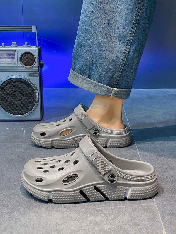 Herren lässige, leichte, rutschfeste, atmungsaktive Slip-On Sandalen mit Hohlmuster, modische Strandschuhe