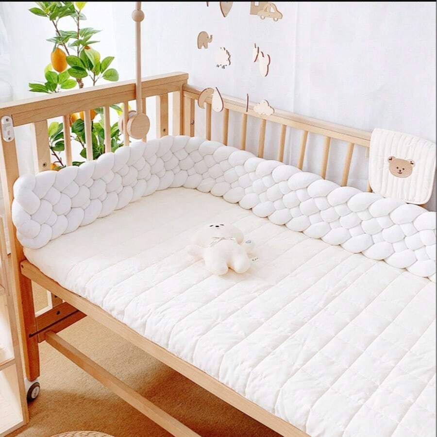 1pc Baby Bed Surround Hand Woven Strip Knotting Four Strand Fried Dough Twists Braid Anti-Collision Soft Bag Baby Bed Surround