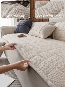 1件现代简约风格纯色沙发垫亲肤布艺加厚沙发套四季通用防滑防宠物防脏沙发罩适用于客厅卧室房间装饰高级感居家沙发套沙发罩客厅装饰