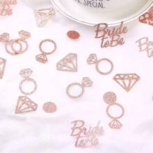 100Pcs/Set Rose Gold Bride To Be Confetti Silver Diamond Ring Heart Paper Confetti Bachelorette Wedding Bride Shower Party Table Decoration Supplies