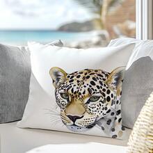 1 件 17.7*17.7 英寸 (45*45 厘米) 涤纶水彩豹纹印花设计靠垫套 [单面印花] 家居装饰 [不含枕芯]，适合日常使用，家居装饰，客厅沙发，卧室，汽车头枕枕头床上用品枕套房间装饰卧室装饰靠垫套靠垫 - 彩色 - 查看 5