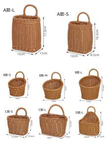 1/3 Stücke Wandaufhänge Korb Set, verschiedene Stile verfügbar, gewebte Plastik-Rattan-ähnliche an der Wand montierte Organizer Körbe, handgefertigte Hängecontainer für Küche, Ingwer Knoblauch Obst Blumen, Mehrzweck Aufbewahrungsregale, perfekt als Geschenk zu Weihnachten/Halloween