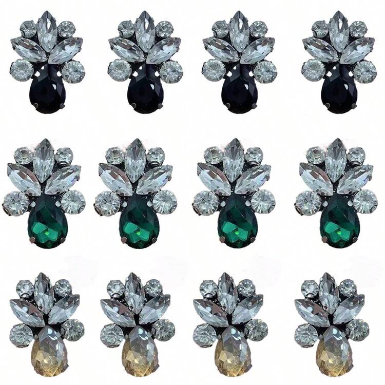 1-20 件/套手工自粘钻石水钻多色水滴玻璃装饰，适用于鞋子、服装、包包、配饰、发夹、无纺布服装配饰，品质优雅，工艺精湛 - 彩色 - 查看 64