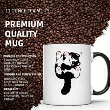 [Cute Cartoon Kitten Pattern Mugs] 1pc Creative And Unique Ceramic Coffee Mugs For Juice, Milk, Coffee - Perfect Birthday Gift And Holiday Gift For Family, Him, Office Afternoon Tea Coffee Mugs, Family Breakfast Milk Mugs, Cold Drink Mugs, Mugs Of Water, Milk Tea Mugs, Beer Mugs And Other Interesting Mugs, Reusable Ceramic Material, Also Suitable For Party Creative Gifts. Back To School