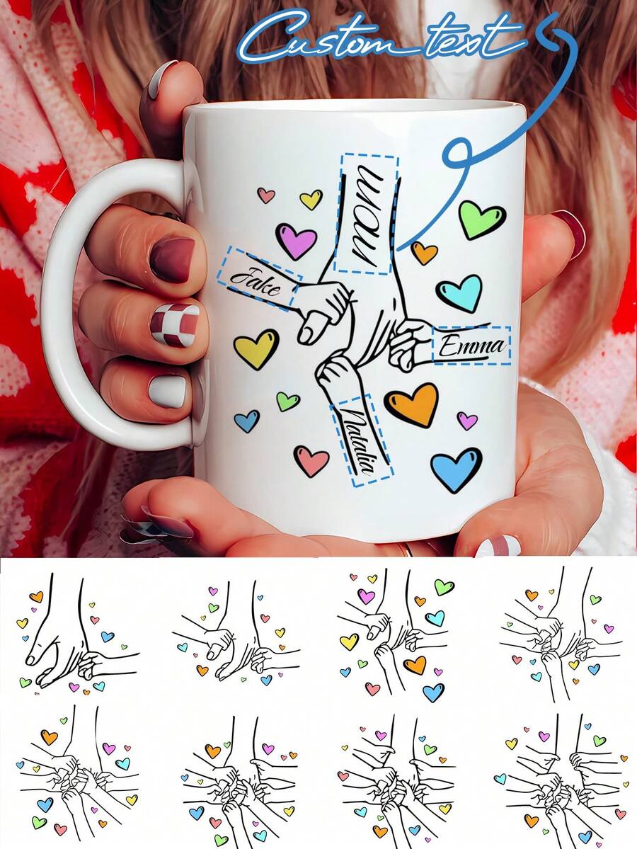 1 母亲节定制名字马克杯、心形装饰臂杯、个性化名字咖啡杯、个性化花朵杯、个性化文字周年纪念杯、乔迁礼物、情人节礼物、周年纪念、适合他 - 多色 - 查看 1