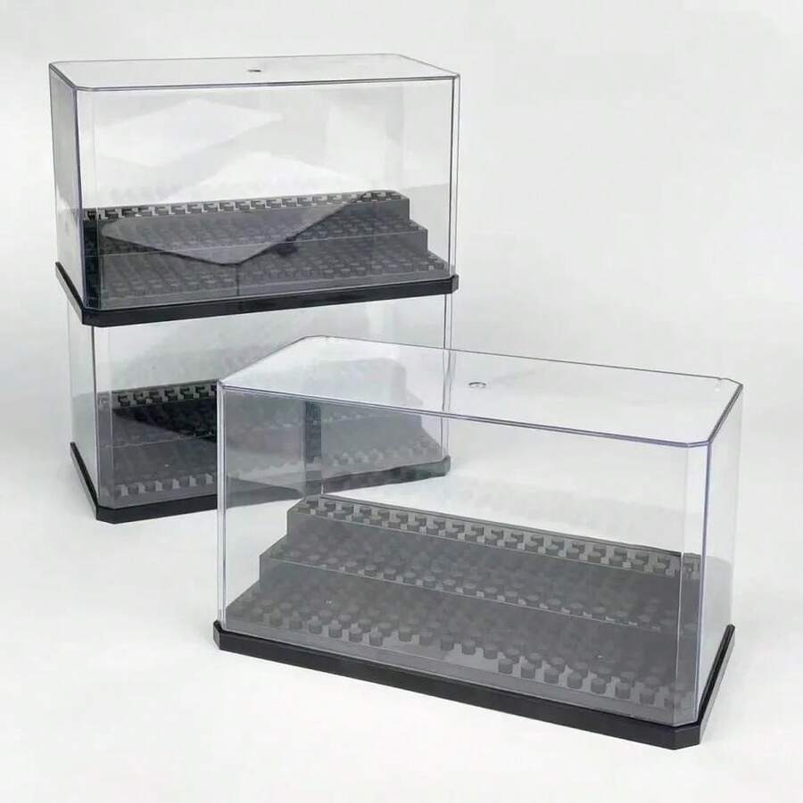Building Blocks Mini Figure Display Cabinet Compatible With Stackable Without Assembling A Clear Dust Case