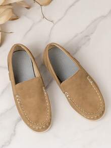 Giày lười nam phong cách Anh nhẹ và thoải mái mới cho trẻ em, giày lười đế mềm chống trượt, thích hợp cho trong nhà/ngoài trời, đám cưới, tiệc tùng, trường học, biểu diễn - Màu Khaki - Xem 5