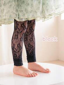 1 件装女婴可爱花朵蕾丝边贴身网眼连裤袜，春/夏