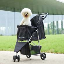 Pet Stroller For Dogs And Cats | Foldable, Lightweight, And Durable | Ideal For Small To Medium Pets | Includes Storage Basket And Cup Holders-TKL