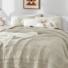 Blue Quilt King Size Bedding Sets With 2 Pillow Shams, Lightweight Soft Bedspread Coverlet, Quilted Blanket Thin Comforter Bed Cover All Season, 3 Pieces, 104x90 Inches, All - Season Bedding - 波西米亞小麥 - 查看 7