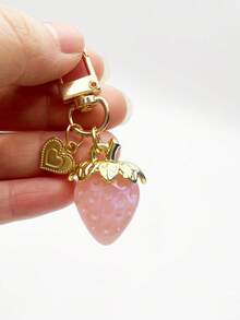 1pc Cute Strawberry Keychain, Heart-Shaped Small Ornament Bag Charm Key Chain Decor Gift For Girls, Woman Wallet Key Holder, Phone Charm, Car Keyring, Sturdy & Portable For Daily Use, Shopping, School - Multicolor - View 15