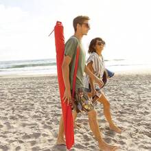 ‎61 X 4.4 X 2.8 Inches 9-Foot Umbrella - Heavy-Duty 1.25" Center Pole & Twist Handle Auger - UPF 50+ Sun Protection - Privacy Side Panels, Zippered Windows & 2 Interior Pockets ,Red - Red - View 7