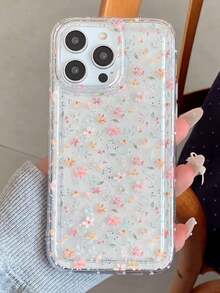 Flower 1pc High-End Fashionable Allover Ditsy Floral Transparent Air Cushion Protective Phone Case Compatible With Iphone - Multicolor - View 1