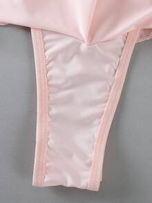 Women's Lace See-Through Ruffled Hem Pajamas With Bow Back Button Closure, Sexy One-Piece Sleepwear - Apricot - View 9