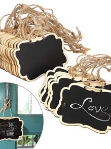 10pcs Mini Rope Decoration, Small Wooden Blackboard, Business Message Design, Office Crafts, Suitable For Office, Home Decoration
