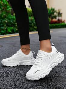 2025年最新时尚透气户外运动白色女鞋，百搭设计 - 白色 - 查看 4