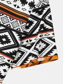 Camisa polo de manga corta con patrón retro para hombres, de verano - Multicolor - Ver 5