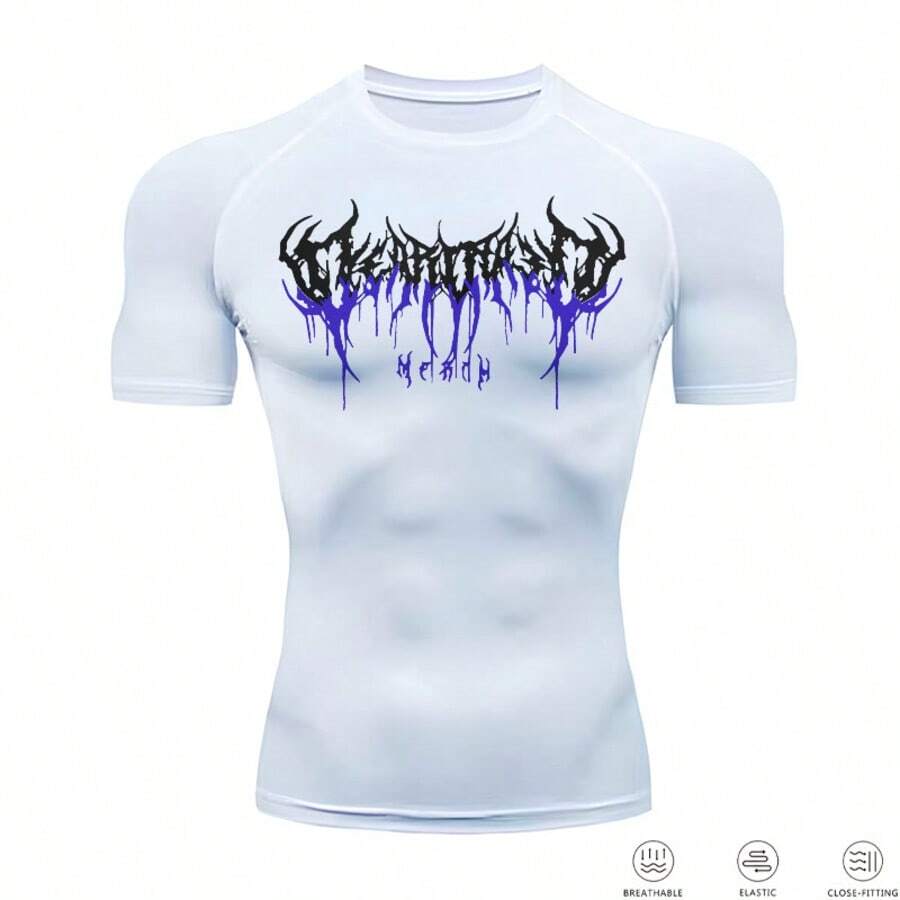 Compression T-Shirt Gym Fitness Crossfit Cross Gothic Style Fashion Unique Stylish - 白色 - 查看 1